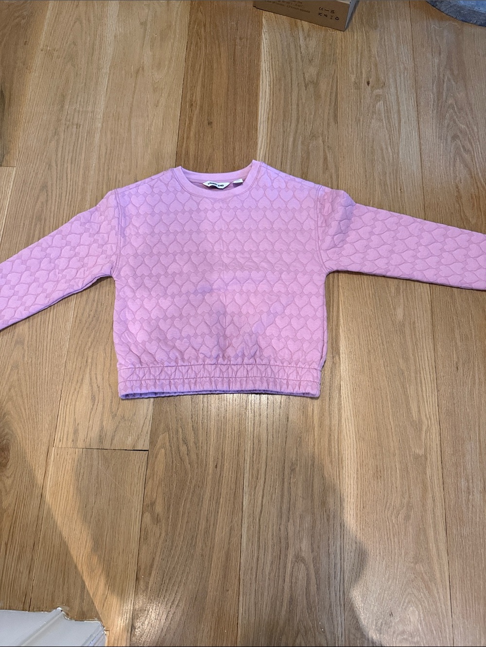 Lands' End Girls Light Pink Quilted Heart Pullover Sweatshirt